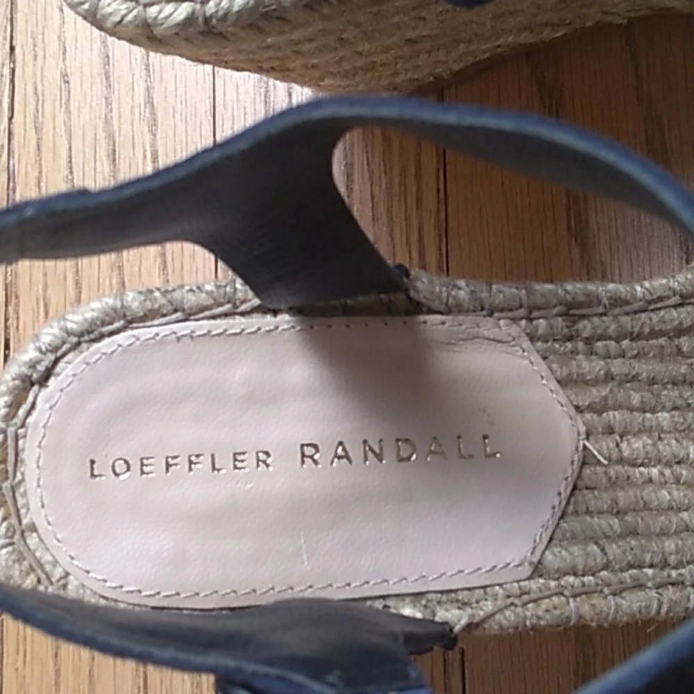 Loeffler Randall Navy Ruffle Espadrille Wedges with Ankle Strap